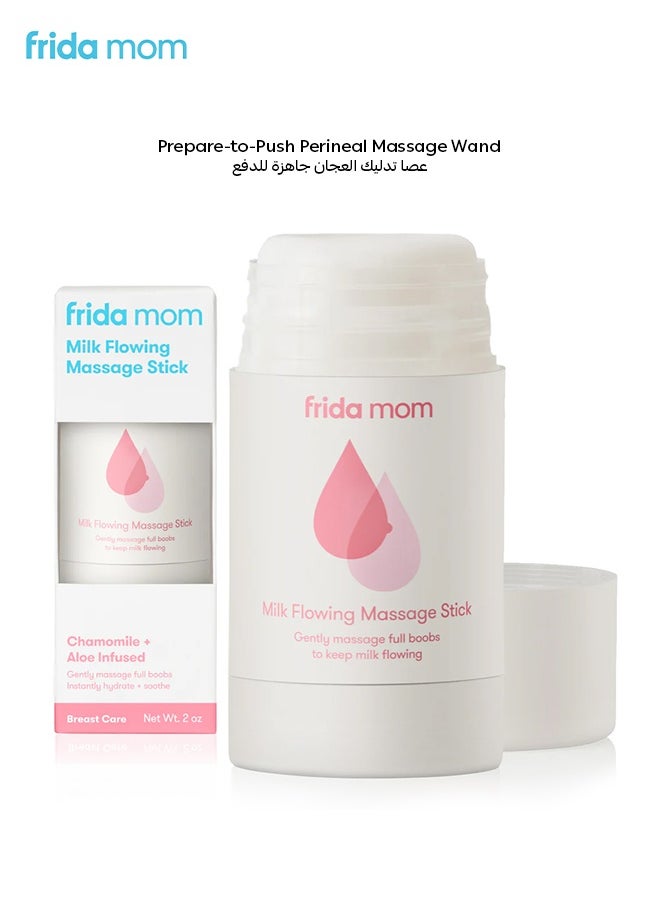 frida mom Milk Flowing Massage Stick – Chamomile & Aloe Infused – Hydrating, Soothing & Easy-Glide Formula for Breastfeeding Moms – Boosts Milk Flow & Relieves Discomfort – 2oz  - Image 1