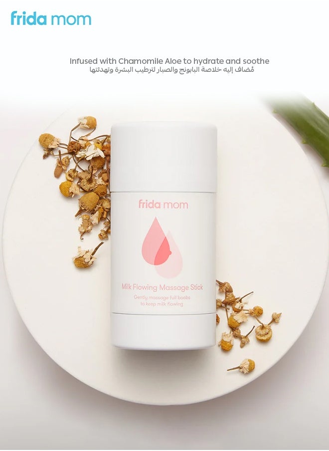 frida mom Milk Flowing Massage Stick – Chamomile & Aloe Infused – Hydrating, Soothing & Easy-Glide Formula for Breastfeeding Moms – Boosts Milk Flow & Relieves Discomfort – 2oz  - Image 5