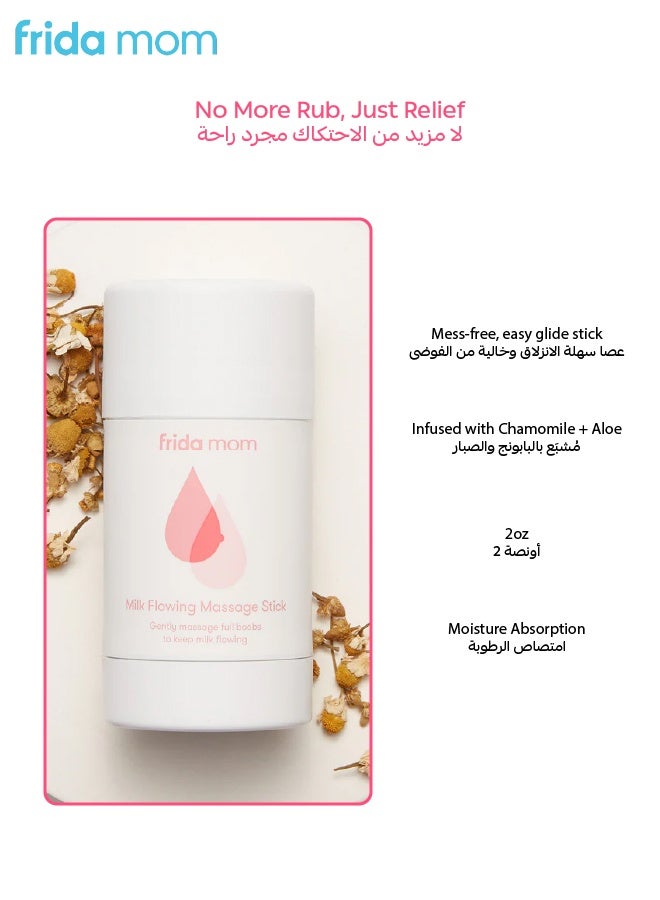 Frida Mom Milk Flowing Massage Stick – Chamomile & Aloe Infused – Hydrating, Soothing & Easy-Glide Formula for Breastfeeding Moms – Boosts Milk Flow & Relieves Discomfort – 2oz - Image 4