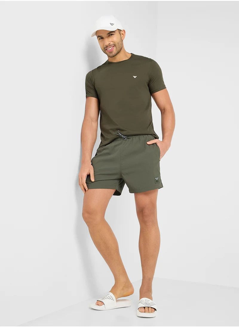 EMPORIO ARMANI Beachwear Logo  Drawstring Shorts