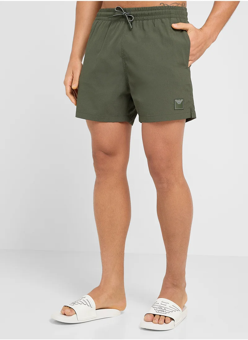 EMPORIO ARMANI Beachwear Logo  Drawstring Shorts