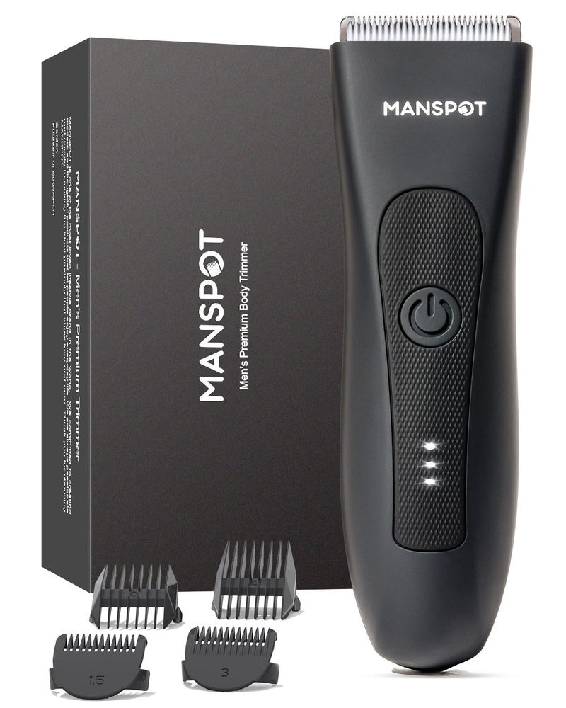 MANSPOT Manscape Groin & Body Hair Trimmer for Men, Electric Ball Pubic Trimmer Shaver,Manscape Kit with 4 Guard,Replaceable Ceramic Blade Heads,Waterproof Wet/Dry Shaver,90 Minutes Shaving - Image 1