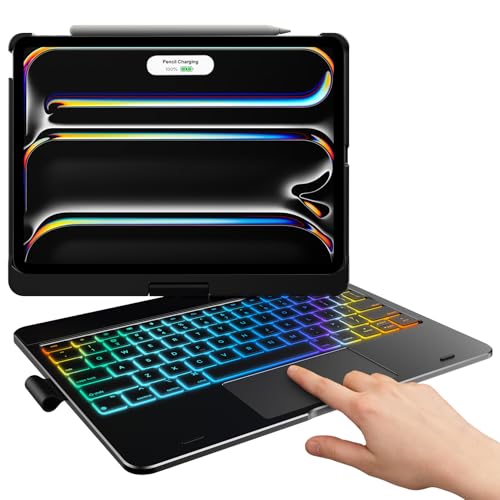 typecase Touch Keyboard Case for iPad Pro 11-inch (M5/M4, 2025/2024), Wireless Keyboard with 11-Color Backlight, 360°Rotatable Protective Case with Pencil Holder, Multi-Touch Trackpad, Black - Image 1