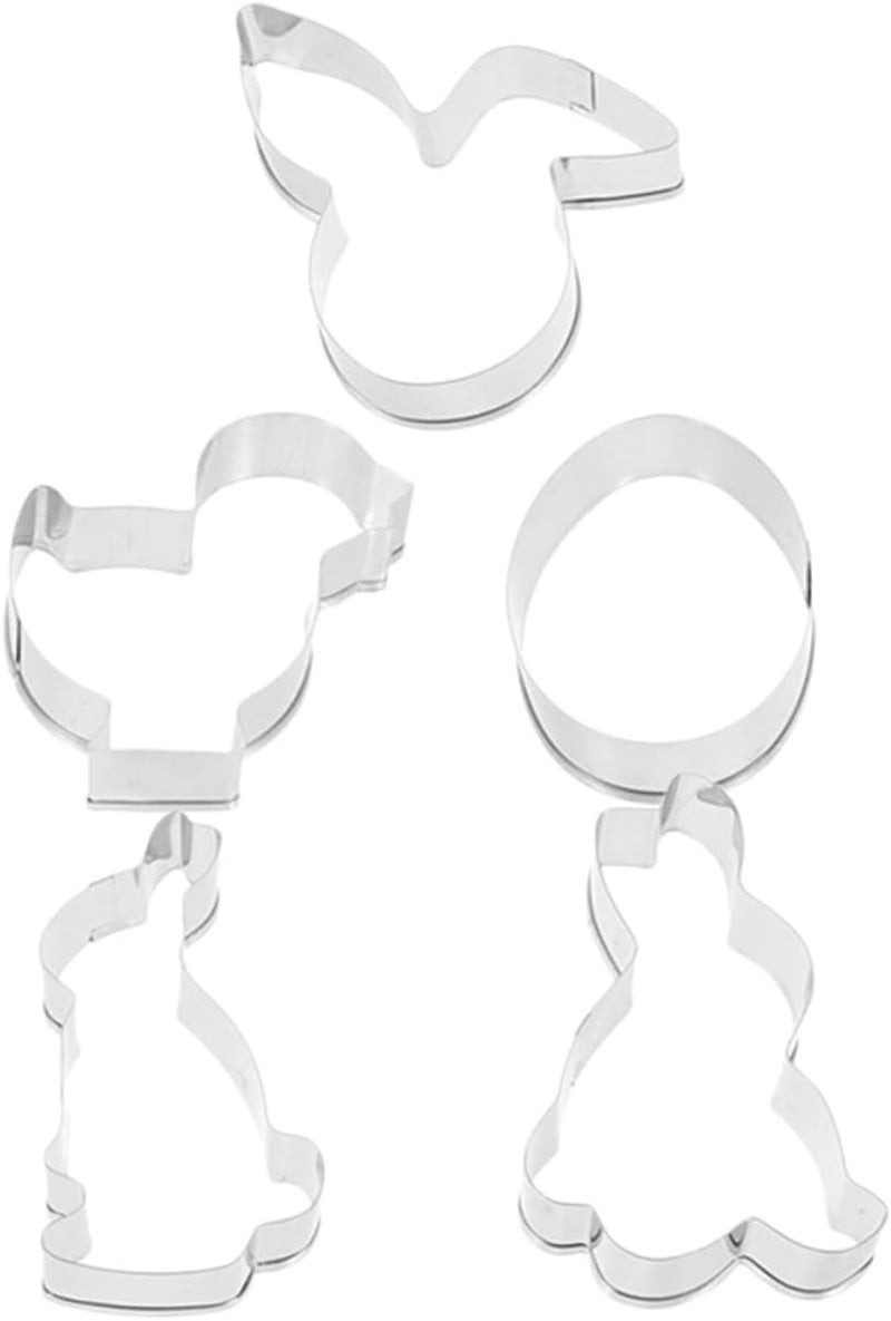 Easter Biscuit Cutter Set 5pcs Stainless Steel Bunny and Chick Cookie Molds Pastry Cutter for Baking Easter Party Supplies - Image 1