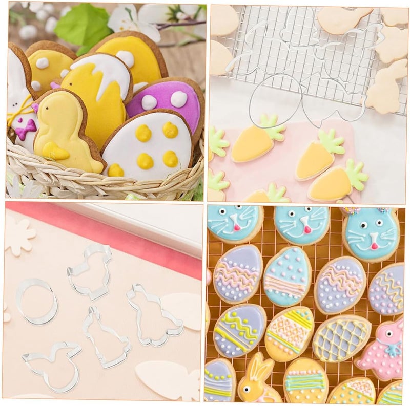 Easter Biscuit Cutter Set 5pcs Stainless Steel Bunny and Chick Cookie Molds Pastry Cutter for Baking Easter Party Supplies - Image 3