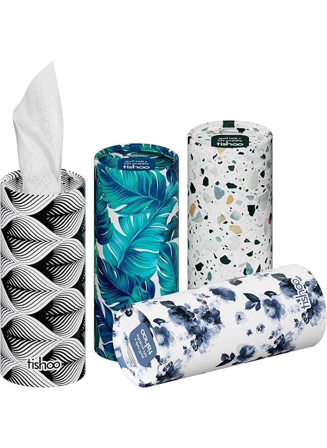 Gloryful 4 pieces Car Tissue Holder, Car Tissues Cylinder, Round Tissue Boxes for Car with various printed patterns  - Image 1