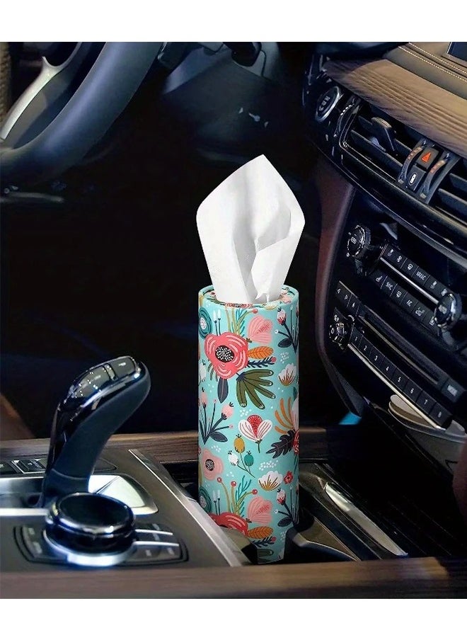 Gloryful 4 pieces Car Tissue Holder, Car Tissues Cylinder, Round Tissue Boxes for Car with various printed patterns  - Image 2