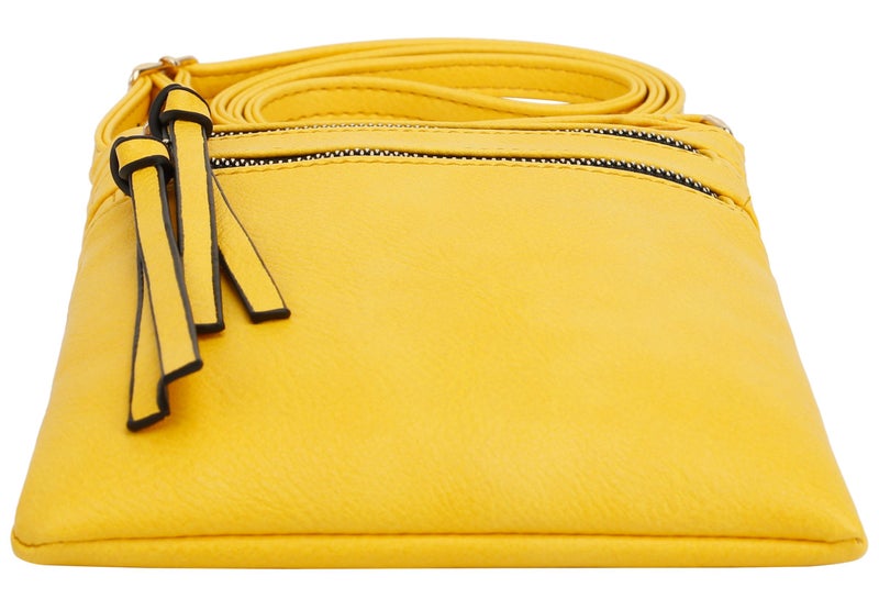 DELUXITY | Crossbody Purse Bag | Functional Multi Pocket Double Zipper Purse | Adjustable Strap | Medium Size Purse | Yellow - Image 4
