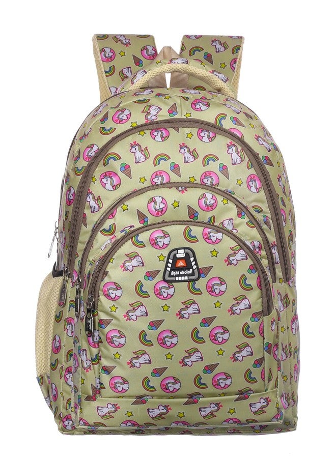Right Choice 30 L |Floral Printed School Bag| College Tuition Laptop Backpack Bag for Girls & Women | 5 Compartment School Bag For Girls (Yellow) - Image 1