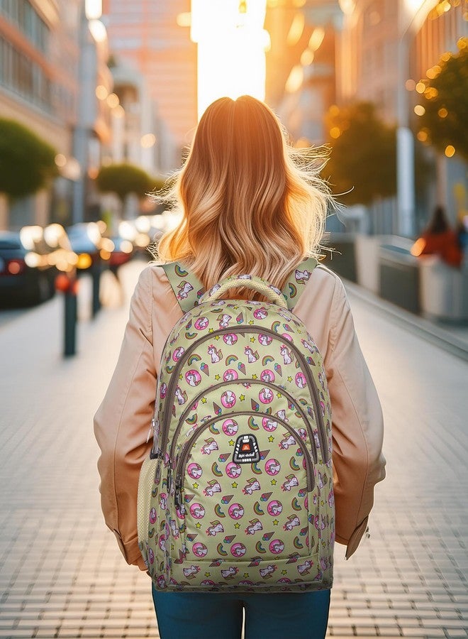Right Choice 30 L |Floral Printed School Bag| College Tuition Laptop Backpack Bag for Girls & Women | 5 Compartment School Bag For Girls (Yellow) - Image 4