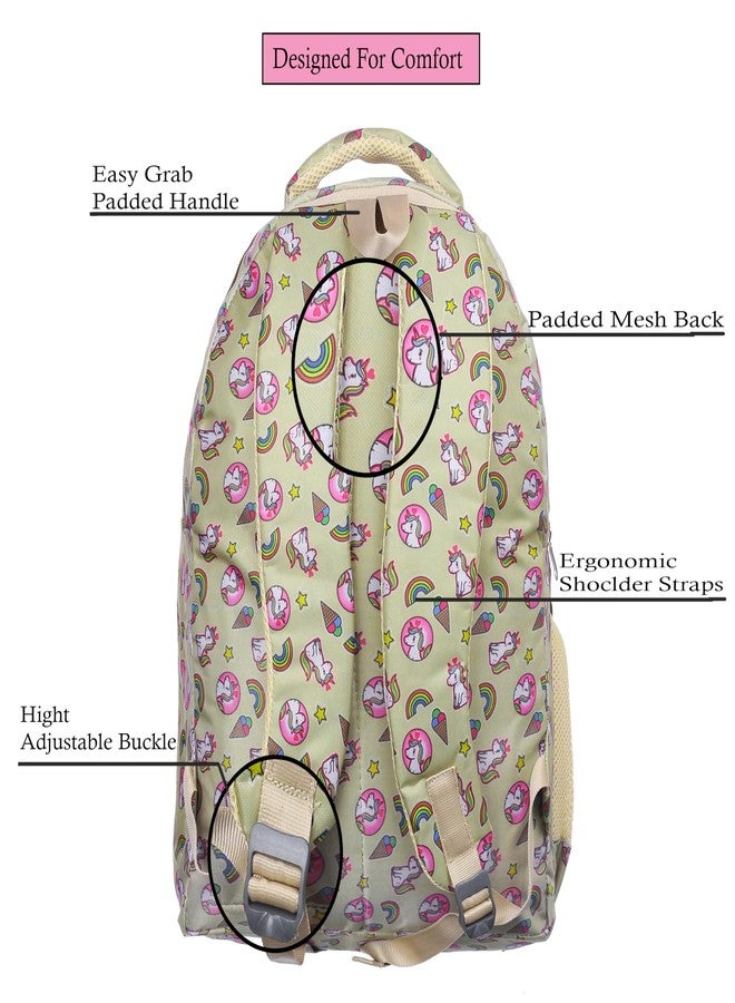 Right Choice 30 L |Floral Printed School Bag| College Tuition Laptop Backpack Bag for Girls & Women | 5 Compartment School Bag For Girls (Yellow) - Image 2