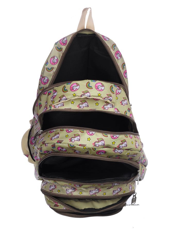Right Choice 30 L |Floral Printed School Bag| College Tuition Laptop Backpack Bag for Girls & Women | 5 Compartment School Bag For Girls (Yellow) - Image 3