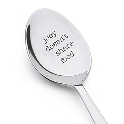 signatives Joey Doesn’t Share Food Engraved Stainless Steel Coffee Spoon, 7 Inch – Kitchen Utensil for Coffee & Dessert, Unique Gift Idea - Image 1