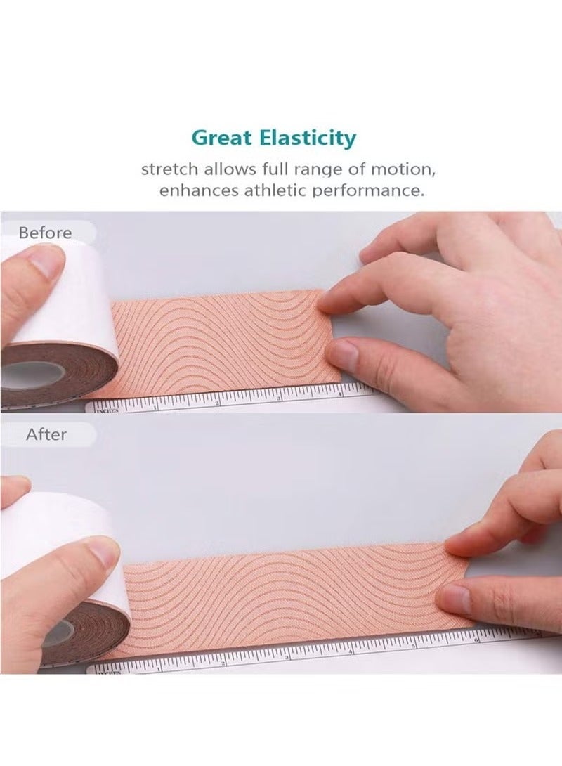 كينيسيولوجي تيب شريط علم الحركة  المقاوم للماء شريط حركي، رياضي مرن للركبة والعضلات وتخفيف آلام الركبة ويستخدم لرياضة اللياقة البدنية والجري وكرة المضرب والسباحة (أسود، جلدي، وردي، أزرق فاتح) - Image 2