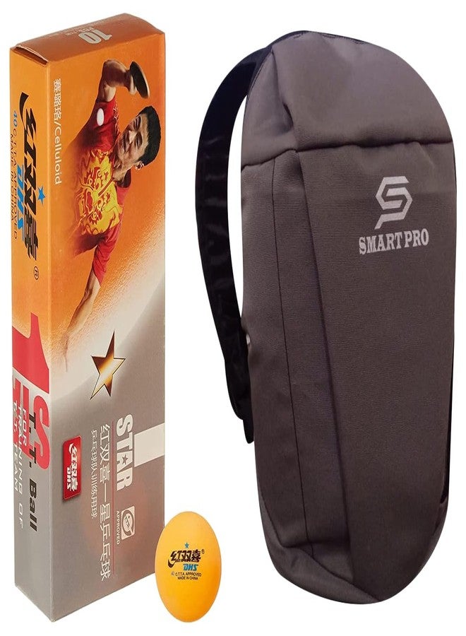 DHS TT Ball 40MM 1 Star Orange (10 Pcs Box) 90 PCS with Smart PRO TT Special Cover Speed Grey - Image 1