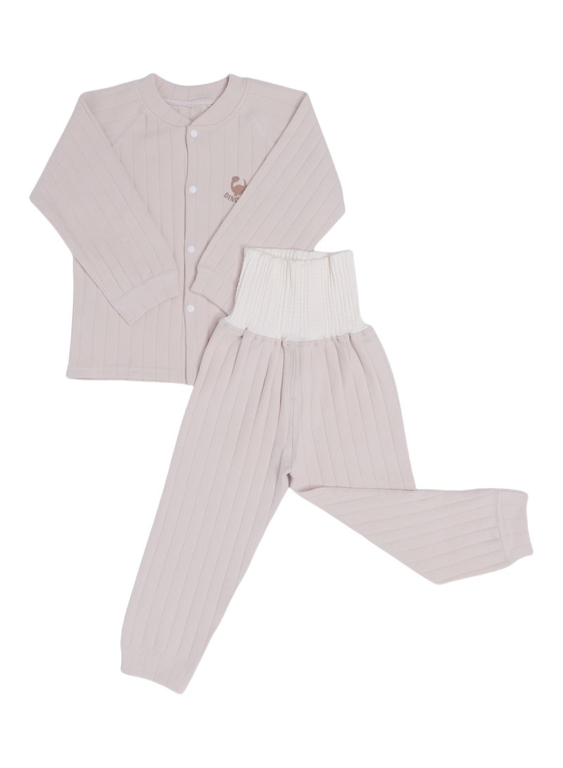 Unisex Organic Cotton Baby 2-Piece Set: Button-Up Top & Elastic Waist Pants for 6-24 Months - Daycare & Play  - Image 2