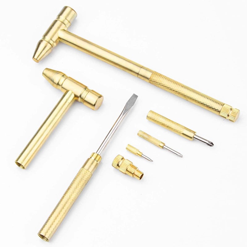 black sparrow black sparrow 6 in 1 Mini Multifunction AntiCorrosion and AntiRust Copper Hammer Screwdriver Hand Tools for Repairing tool Mobile Phones Laptops Watches Yellow  - Image 1
