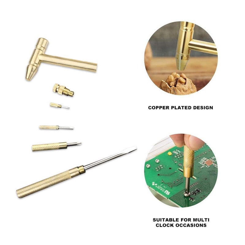 black sparrow black sparrow 6 in 1 Mini Multifunction AntiCorrosion and AntiRust Copper Hammer Screwdriver Hand Tools for Repairing tool Mobile Phones Laptops Watches Yellow  - Image 2