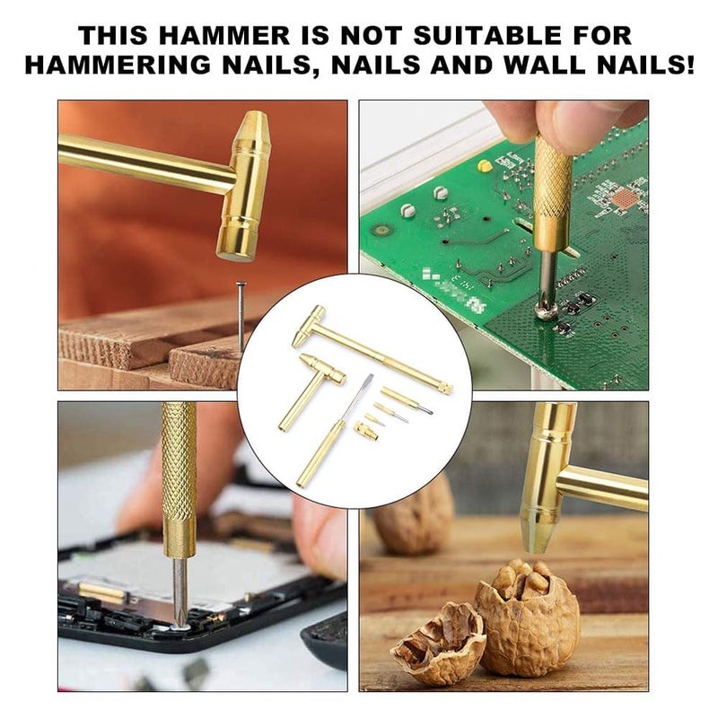black sparrow black sparrow 6 in 1 Mini Multifunction AntiCorrosion and AntiRust Copper Hammer Screwdriver Hand Tools for Repairing tool Mobile Phones Laptops Watches Yellow  - Image 4