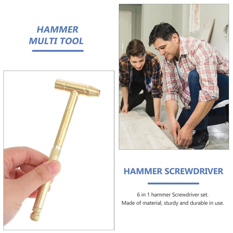 black sparrow black sparrow 6 in 1 Mini Multifunction AntiCorrosion and AntiRust Copper Hammer Screwdriver Hand Tools for Repairing tool Mobile Phones Laptops Watches Yellow  - Image 5