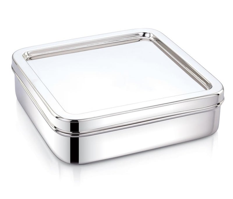 DiBha Stainless Steel Square Shape Masala Box/Masala Dabba with Nine Cups & Spoon, Spice Containers/Kitchen Storage Condiment Box (Silver L-21 x L-21 x H-5 cm, Small, 1800 Ml) - Image 5