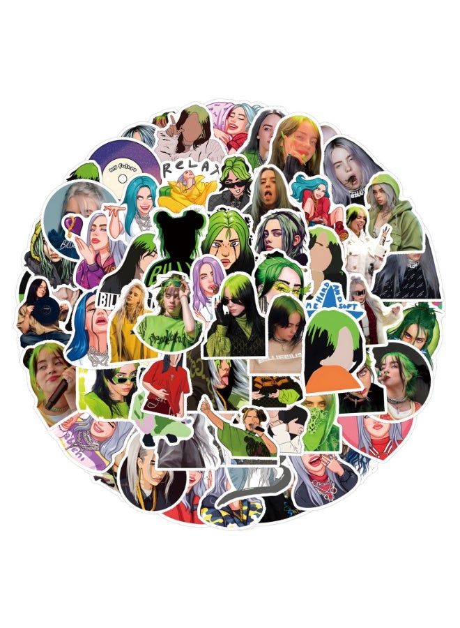 NIBEMINENT 110 Pcs Billie Eilish Deco Kit Waterproof Stickers, High Definition Printing Bright Colors, Suitable for Laptop Skateboard Luggage Water Bottle Guitar DIY - Image 1