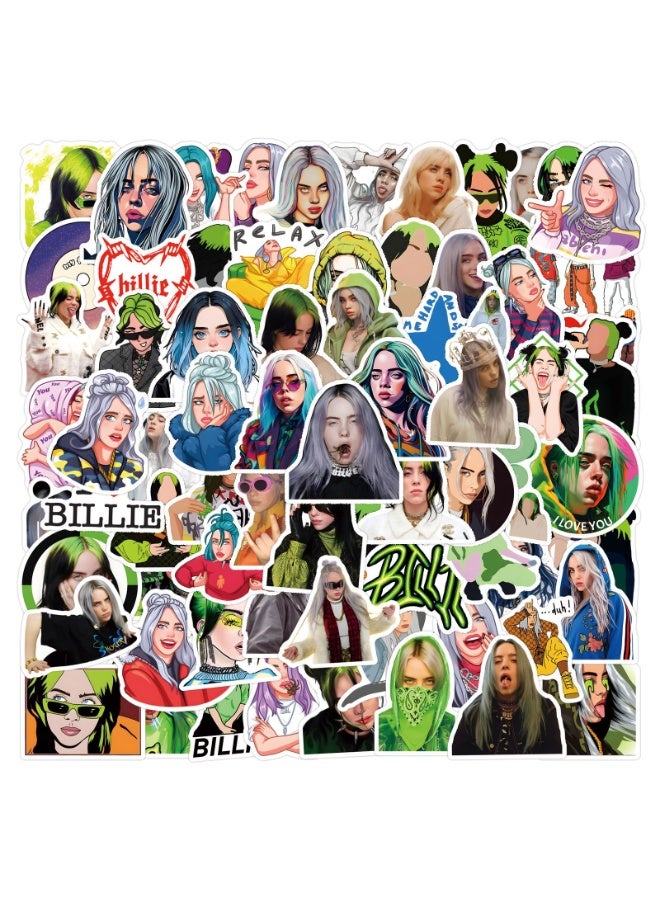 NIBEMINENT 110 Pcs Billie Eilish Deco Kit Waterproof Stickers, High Definition Printing Bright Colors, Suitable for Laptop Skateboard Luggage Water Bottle Guitar DIY - Image 2