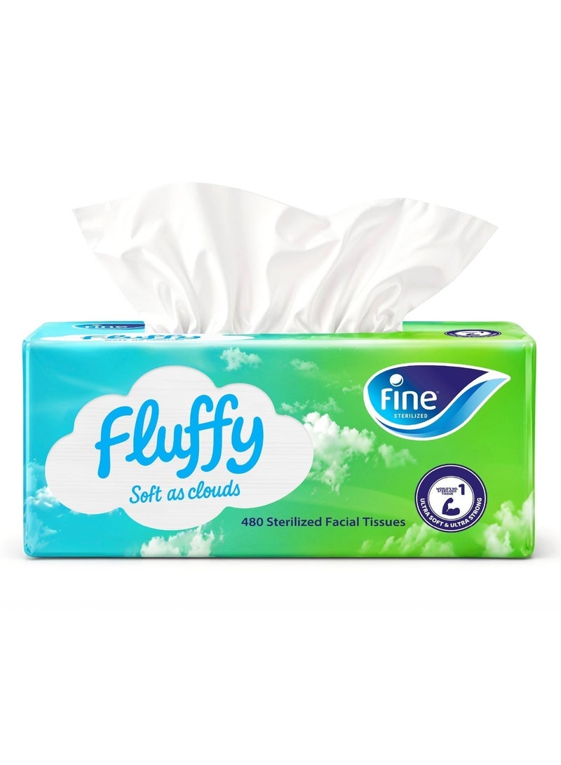 Fine Fluffy 2 Ply Facial Tissue Soft Pack, 480 Sheets - packing may vary - Image 2