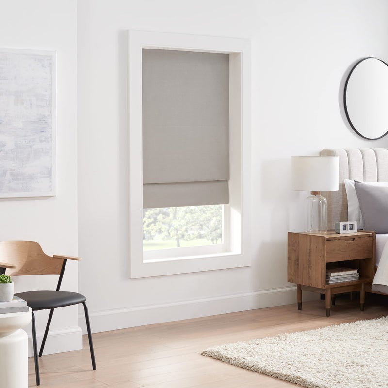 Eclipse Kylie Total Privacy Blackout Cordless Lined Window Roman Shade for Living Room, 35 in x 64 in, Grey - Image 2