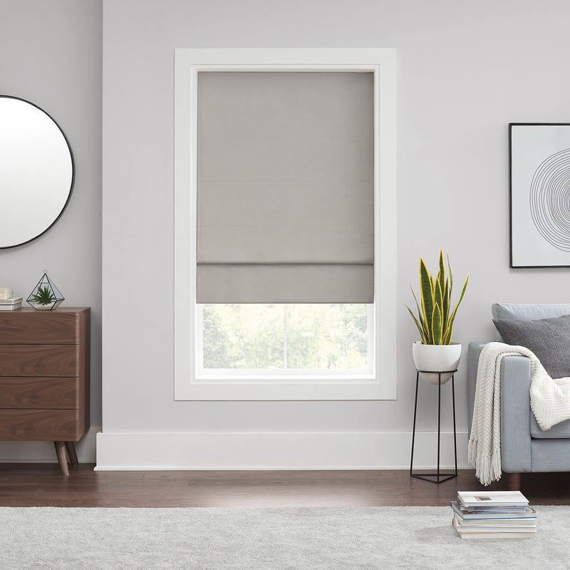 Eclipse Kylie Total Privacy Blackout Cordless Lined Window Roman Shade for Living Room, 35 in x 64 in, Grey - Image 1