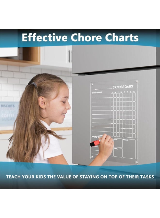 Bukela Acrylic Magnetic Chore Chart for Kids, Chores Chart for Fridge Refrigerator with 8 Colors Markers, Dry Erase Behavior Chore Chart for Kids, Teens, Adults, Family, 9"x12" (1 Pack) - Image 3