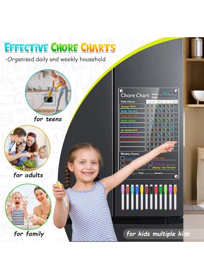 Bukela Acrylic Magnetic Chore Chart for Kids, Chores Chart for Fridge Refrigerator with 8 Colors Markers, Dry Erase Behavior Chore Chart for Kids, Teens, Adults, Family, 9"x12" (1 Pack) - Image 5