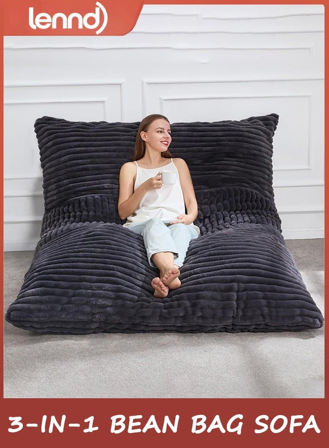 LENND 3 in 1 Bean Bag Chair Giant Bean Bag Chairs Convertible Bean Bag Floor Cushion with Machine Washable Cover, Beanbag Chairs for Adult - Image 1