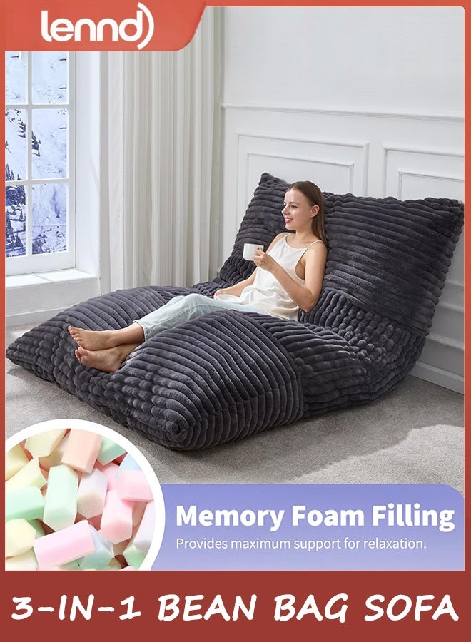 LENND 3 in 1 Bean Bag Chair Giant Bean Bag Chairs Convertible Bean Bag Floor Cushion with Machine Washable Cover, Beanbag Chairs for Adult - Image 5