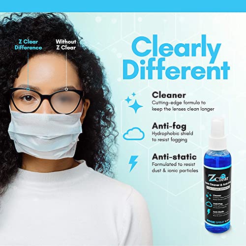 Z Clear Anti-Fog 6oz Spray | Eye glasses cleaner | Goggles anti fog | Sunglasses cleaner | Windshields | Mirrors | Visors | Safe for all Lenses |+ With Microfiber Cloth - Image 2
