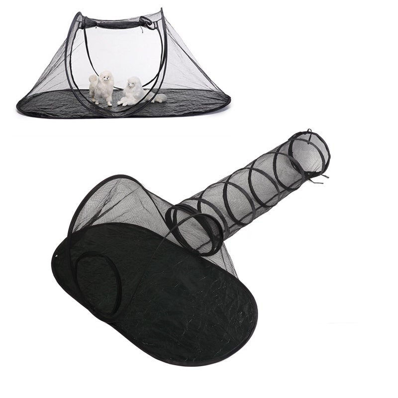 Outdoor Pet Tent with Tunnel Breathable Collapsible Large Space Portable Pet Outdoor Play Tent for Dogs Cats - Image 3