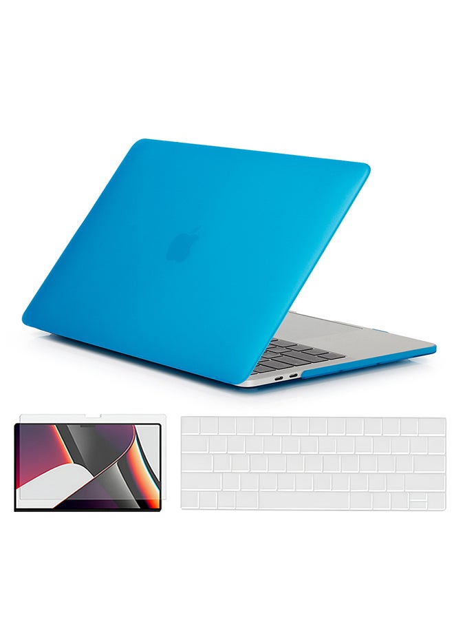 O Ozone Slim Matte Case Compatible with MacBook Pro 13 (A1706,A1708,A1989,A2159,A2289,A2251,A2338,2016,2018-2020) Case+Keyboard Cover & Protector,Blue - Image 1
