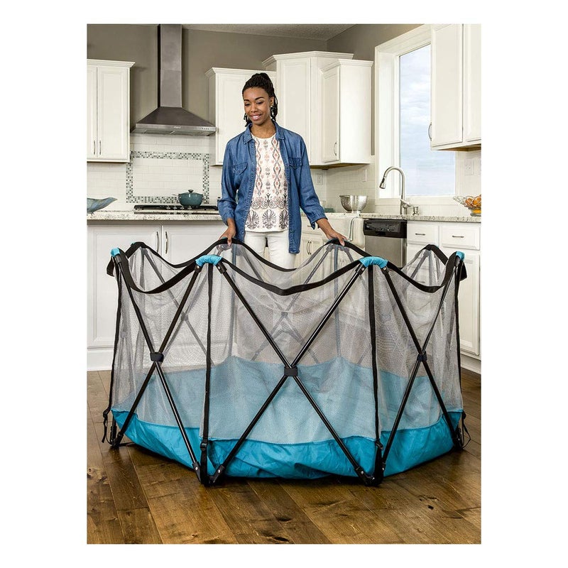 Regalo My Play Deluxe Extra Large Portable Play Yard Indoor and Outdoor, Bonus Kit, Washable, Teal, 8-Panel - Image 2