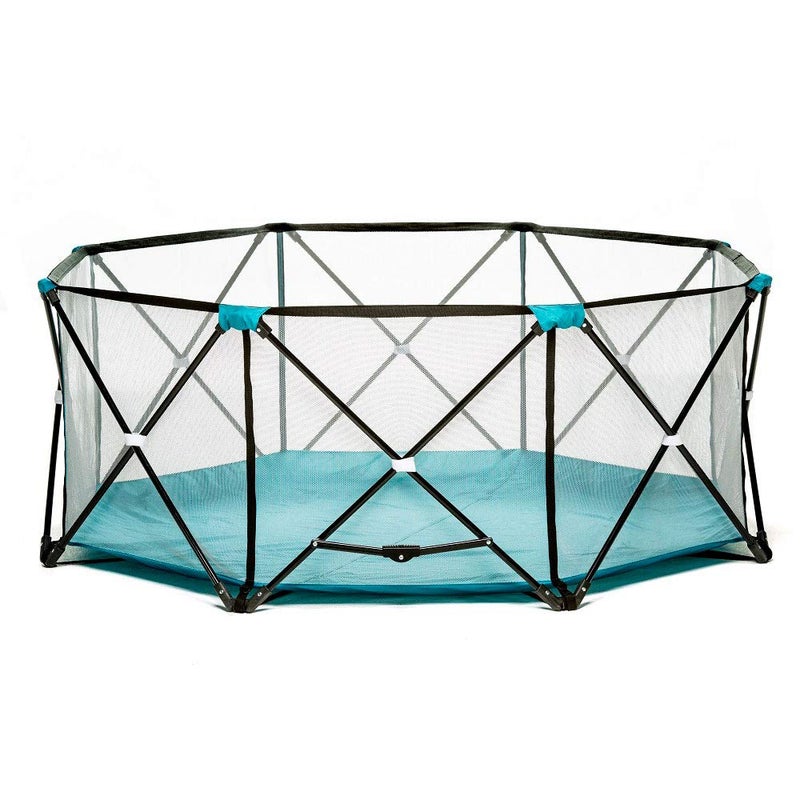 Regalo My Play Deluxe Extra Large Portable Play Yard Indoor and Outdoor, Bonus Kit, Washable, Teal, 8-Panel - Image 1