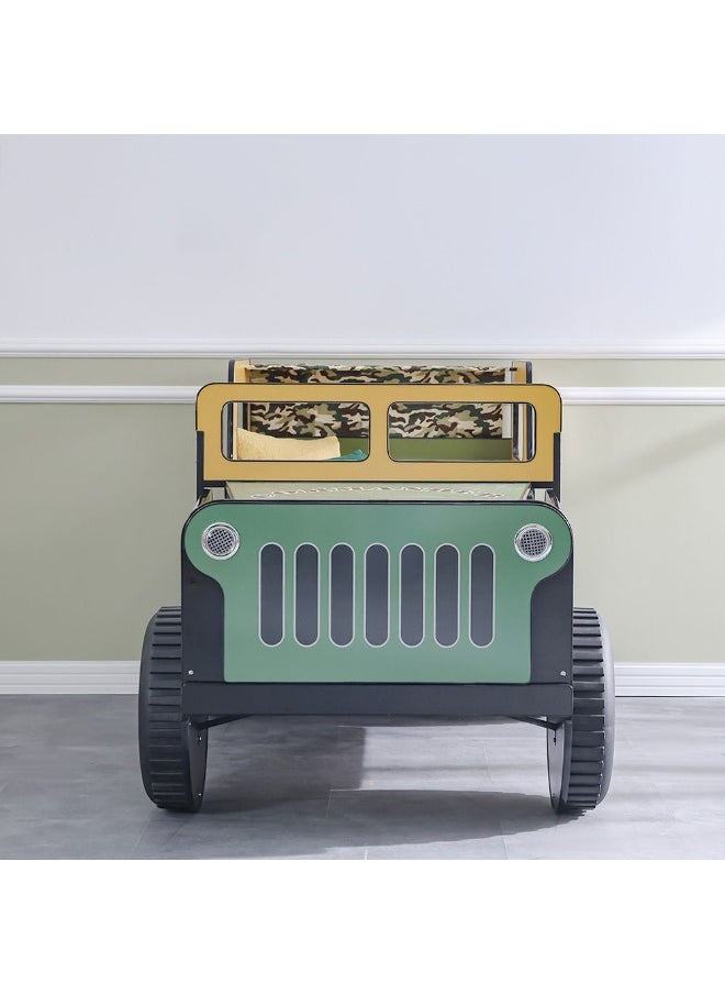 DANUBE HOME Ranger Commander 90X190 Jeep Bed – Off-Road Adventure Themed Bed for Kids, Boys, and Girls – Durable Jeep Design Bed Frame for Bedroom, Playroom, Home Decor-Green  - Image 3