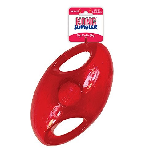 KONG Jumbler Football - Interactive Dog Toy for Dog & Puppy Playtime - Fetch Toy with Tennis Ball - Dog Supplies for Engaging Play (Large/Extra Large) - Image 3