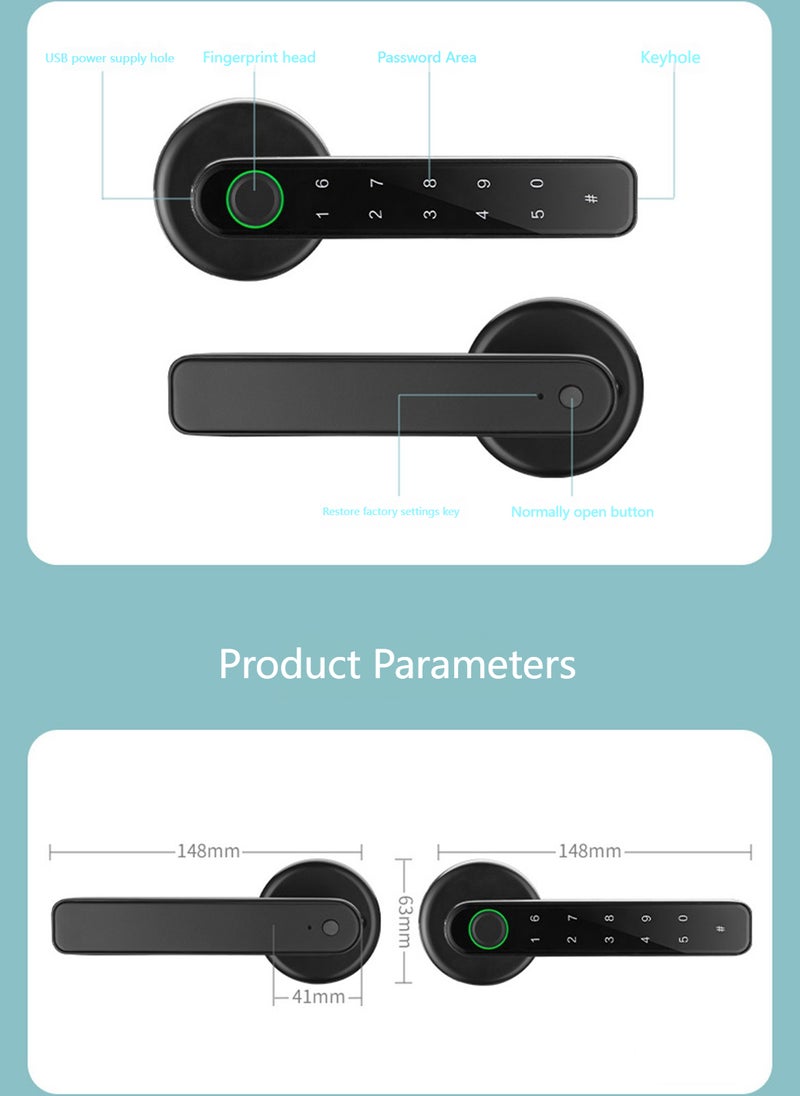 Sharpdo - Smart Home Fingerprint/Password/Key Smart Lock, Suitable For Indoor Bedrooms and Offices - Image 1