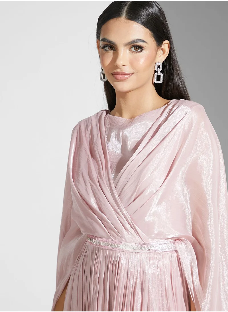 Namshi x Nour Shimmer Dress With Drape Detail