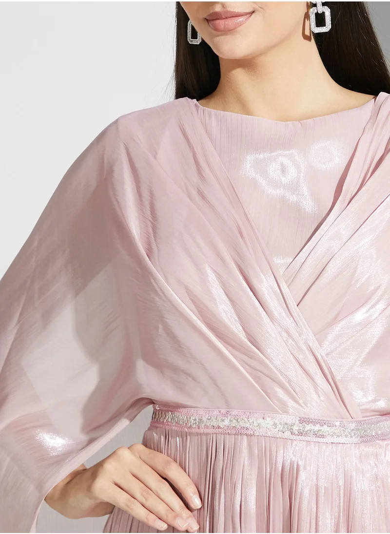 Namshi x Nour Shimmer Dress With Drape Detail