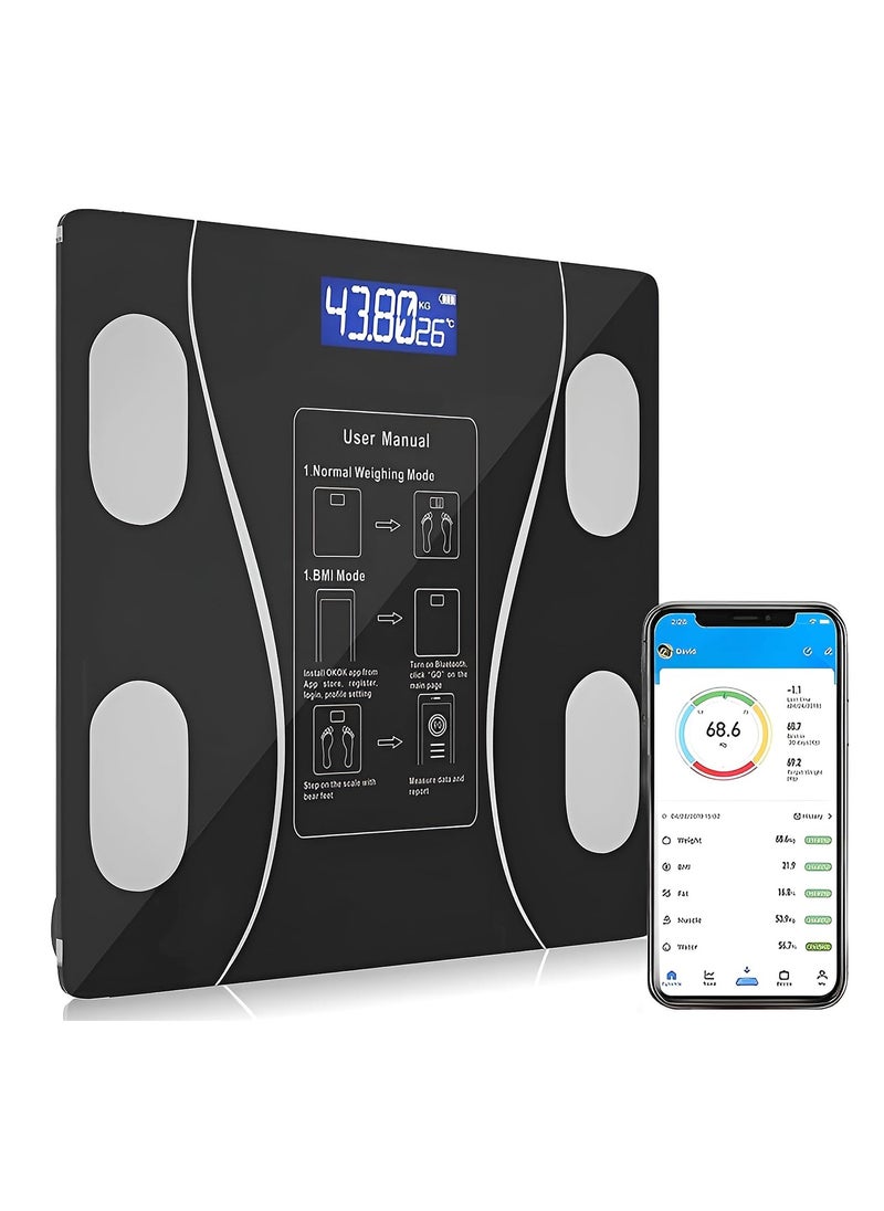 BIXBITE Weight Scale Pro with Bluetooth - weighing Scales for Body Weight - 15 Measurements Including Weight - Fat Rate - BMI - Muscle and Bone Mass 3D Virtual Body Mod  - Image 1