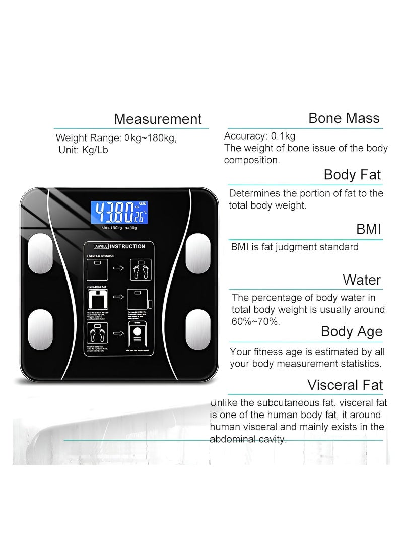 BIXBITE Weight Scale Pro with Bluetooth - weighing Scales for Body Weight - 15 Measurements Including Weight - Fat Rate - BMI - Muscle and Bone Mass 3D Virtual Body Mod  - Image 2