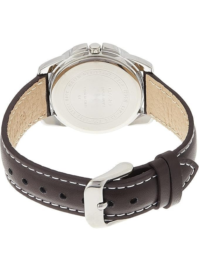 كاسيو ساعة كاسيو للنساء LTP-1314L-7AVDF | قرص فضي مع سوار جلدي بني - Image 3