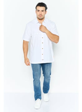 QUIKSILVER Men Comfort Fit Embroidered Short Sleeves Casual Shirt, White  - Image 2