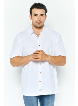 QUIKSILVER Men Comfort Fit Embroidered Short Sleeves Casual Shirt, White  - Image 1