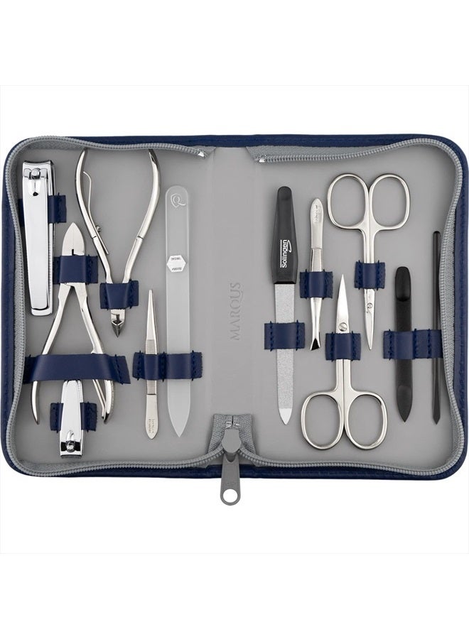 marQus Nail Kit for Men and Women - Manicure Set 12 pcs - German Made Nail Kit - Grooming Set - Genuine Leather Case with exclusive Glass Nail File - Manicure Set made in Germany - Image 1